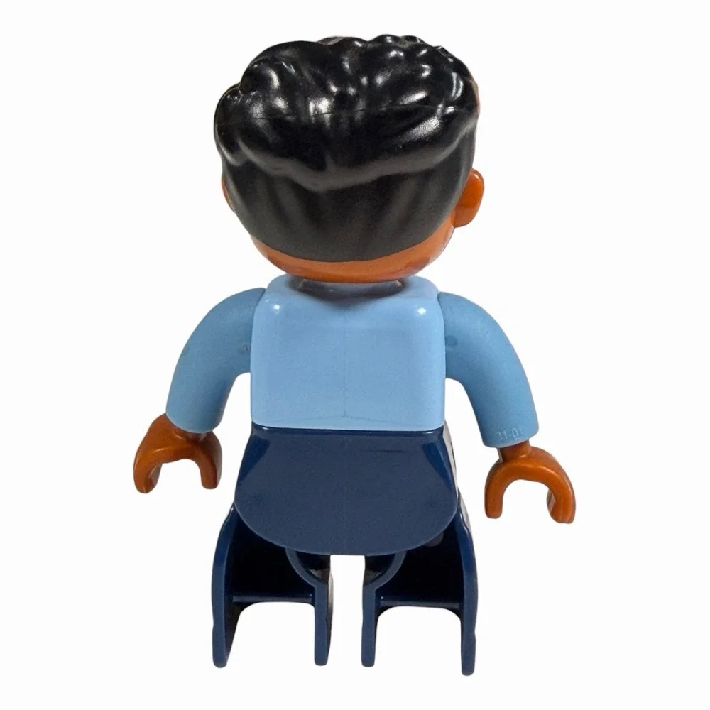 LEGO‎ Duplo Figure Male Dark Skin White Glasses Blue Vest Red Tie 47394PB225